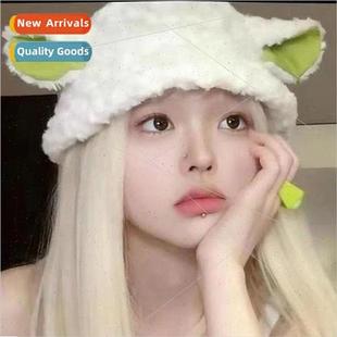 female fall cute ears fur fisherman hat winter Sheep and