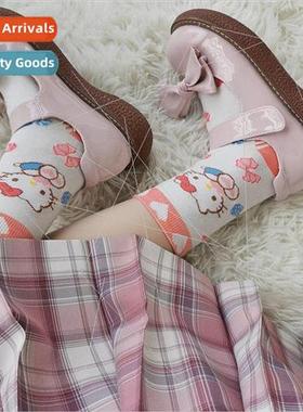 Womens mid-calf ins nd cartoon cute students with cute colle