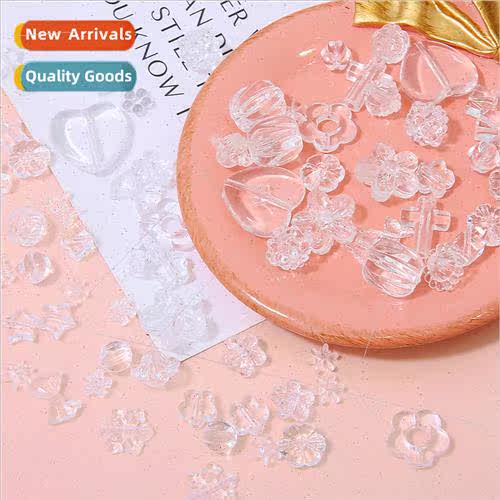 Transparent acrylic bow pentagram rose flower beads handmade