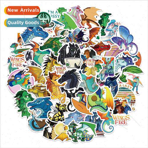 50 cartoon animation fire wing flying dragon graffiti sticke