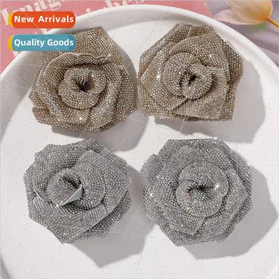 Vintage shiny rhinestone rose camellia diy handmade weaving