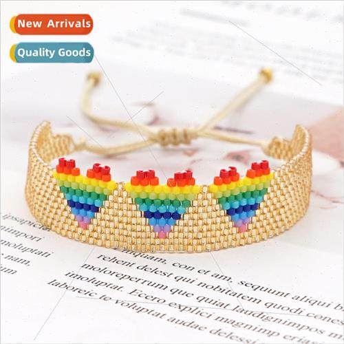 Beaded Rice Bead Weaving Handmade Jewelry Rainbow Gradient 3