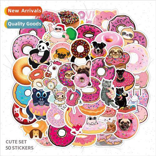 50 cartoon donuts food critters doodle stickers computer cel