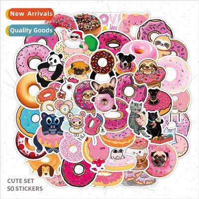 50 cartoon donuts food critters doodle stickers computer cel