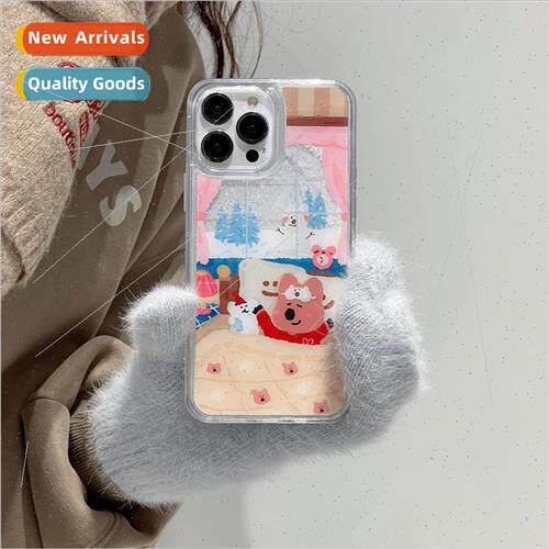 Winter Snowflake Quicksand Sleep Persimmon Bear 适用 iPhone