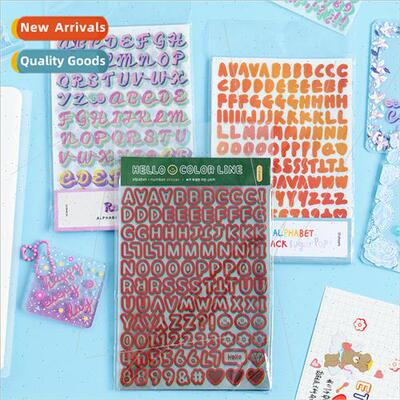 Korea gradient colorful hollow letters numbers stickers with