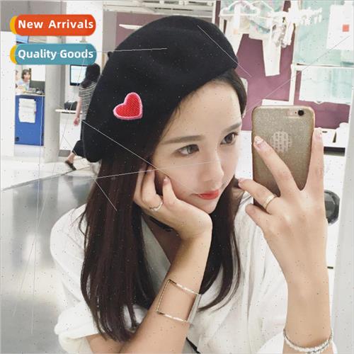 New beret female Korean tweed wool painters cap versatile st