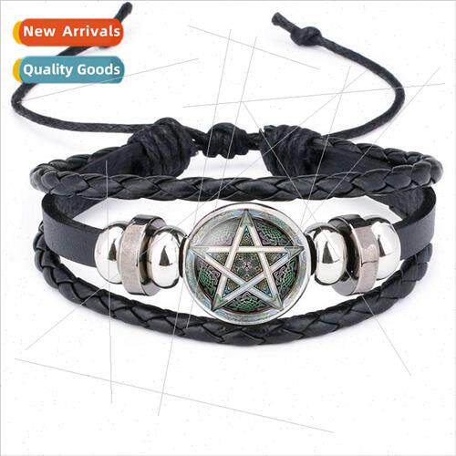 Celtic Triangle Mystic Symbol Time Gemstone Hand-Woven Cowhi
