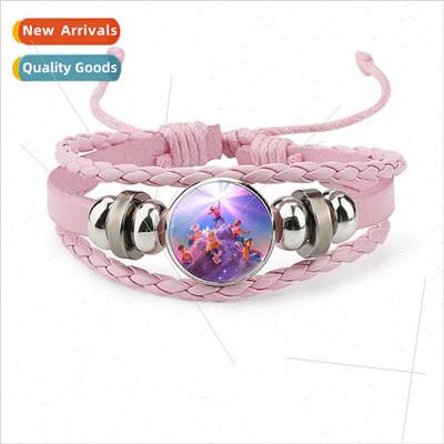 turning red cartoon image time gem cowhide bracelet pink you