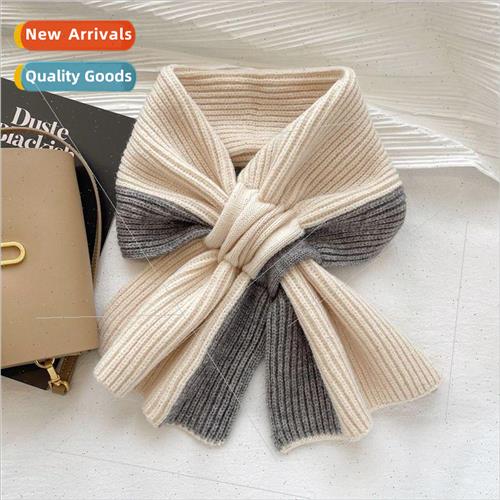 Small scarf short female autumn and winter cross knitted sca