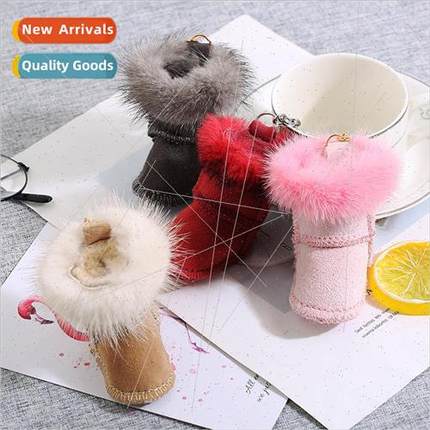 Car keychain pendant personalized creative snow boots mink h