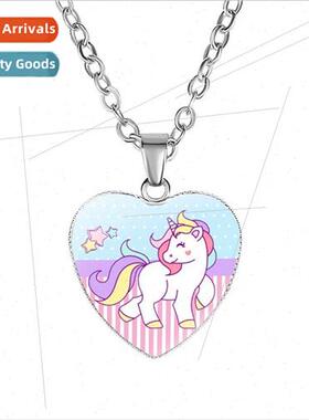 New accessories Childrens cartoon unicorn love pendant neckl