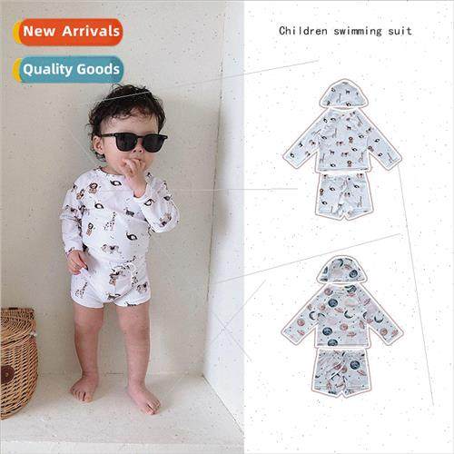 Childrens Retro Animal Print Split Swimsuit Suit Mens and Wo