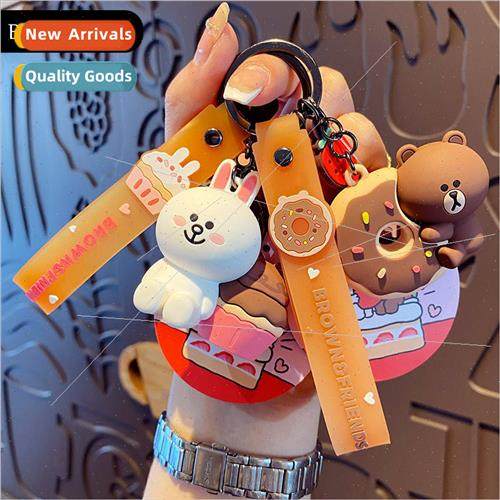line friends Brown Bear Cake Series keychain cute cartoon Kn