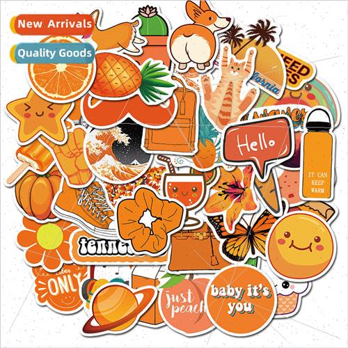 50 VSCO Small Fresh Orange Series Stickers Mug Doodle Sticke
