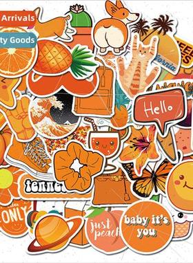 50 VSCO Small Fresh Orange Series Stickers Mug Doodle Sticke