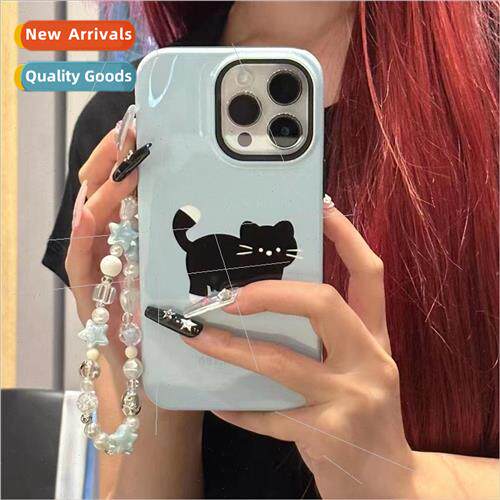 Nerdy blue background black cat IPhone14ProMax 2-in-1 Apple