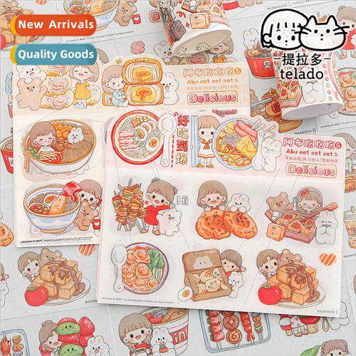 Abu eat eat eat 5 handbook and paper stickers ins cute girl