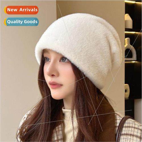 Korea simple plush warm pile hat female ear protection fall