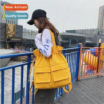 2019 New Harajuku Fashion Work Drawstring Canvas Bucket Bag