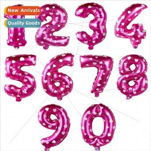 rose red birthday inch aluminum balloon digital dot polka