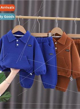 Boys baby spring clothes 翻领儿童纯色2023年新款休闲简约儿童