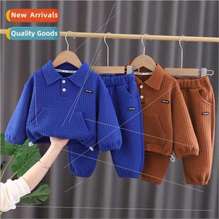 Boys baby spring clothes 翻领儿童纯色2023年新款休闲简约儿童
