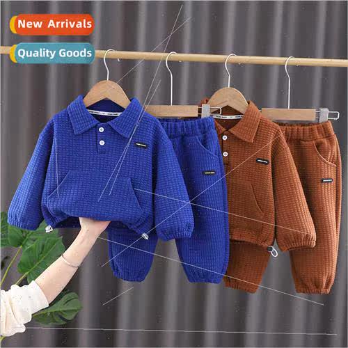Boys baby spring clothes 翻领儿童纯色2023年新款休闲简约儿童