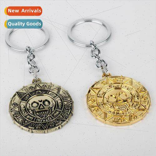 Pirates of the Caribbean Skull Aztec Gold Coin Alloy Keychai