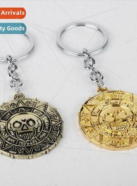 Pirates of the Caribbean Skull Aztec Gold Coin Alloy Keychai