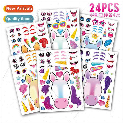 Unicorn Dress Up Face Stickers DIY Unicorn Fantasy Animal Ma