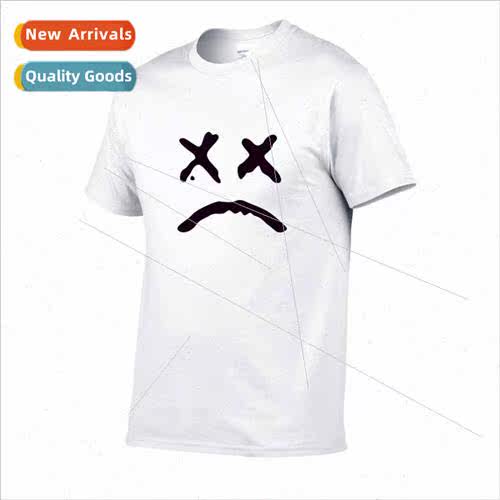 Black cry face print new set casual summer sports round neck