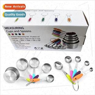 Stainless Steel Measuring Cups 10 Piece Set with Scale licon