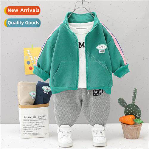 2023 spring and fall boys cardigan three-piece Korean  of th