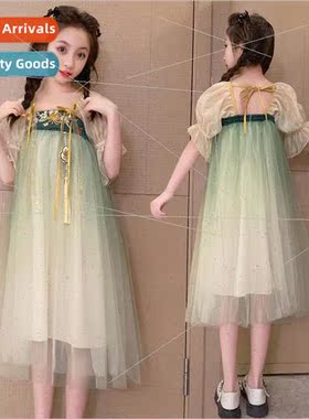 2023 new childrens clothing girls dress summer  of middle an