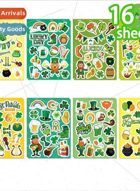 St. Patricks Day Kids Stickers Envelope Cards Shamrock Stick