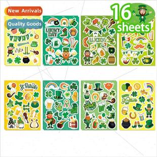 St. Patricks Day Kids Stickers Envelope Cards Shamrock Stick