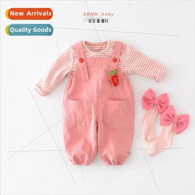 Infant cotton strappy pants fall new female baby cartoon rab