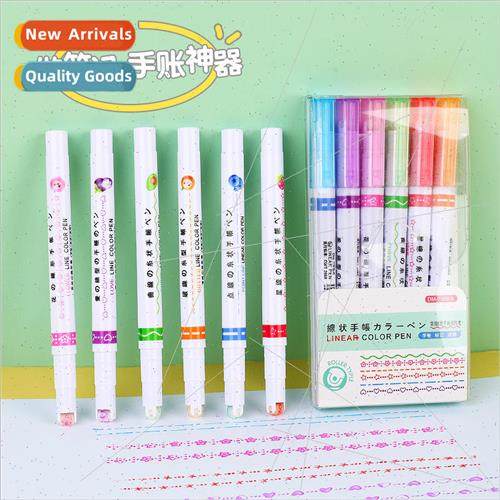 6 Colors Boxed Flower Outliner Curve Pen School Supplies Han
