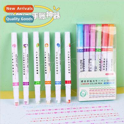 6 Colors Boxed Flower Outliner Curve Pen School Supplies Han