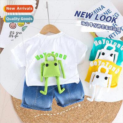 Boys summer denim suit 2023 new 适用eign  baby clothes child