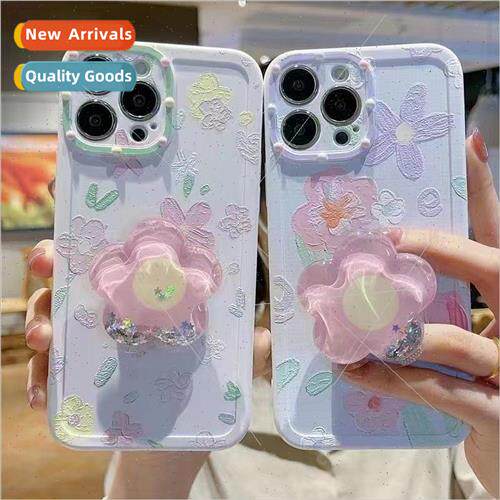 Creative pink flowers IPhone14 with stand 13/11 Apple phone