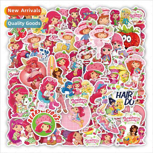 50 cartoon cute strawberry doll stickers decorative laptop l