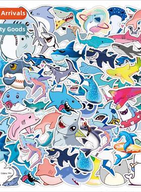 50 cartoon cute shark sea creature graffiti stickers battery