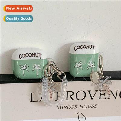 Fresh green background coconut AirPods Pro headphone case ne