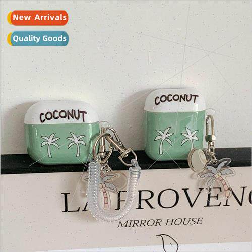 Fresh green background coconut AirPods Pro headphone case ne