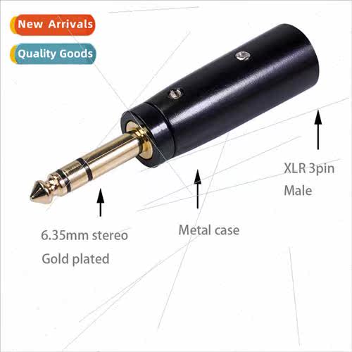 New zinc alloy shell 6.35 stereo male to ca male adapter can