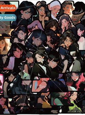 50 black edge American retro old comic graffiti stickers gui