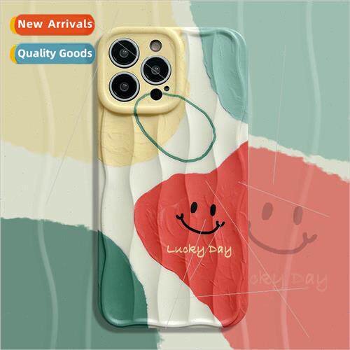 ins color blocking geometric smiley face 适用 14ProMax wave