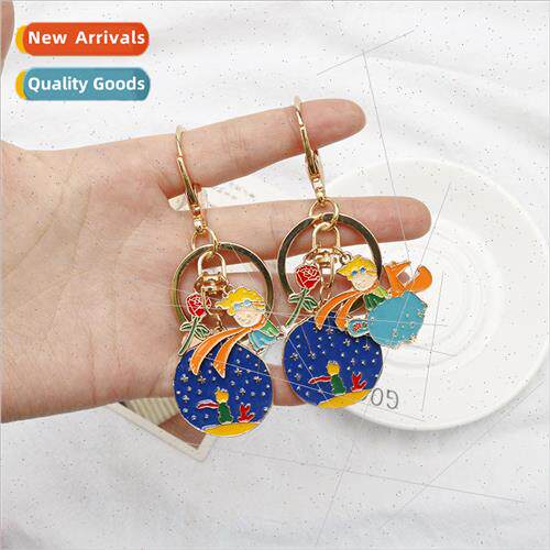 ttle Prince Planet Universe Fox Rose Drip Oil Alloy Keychain